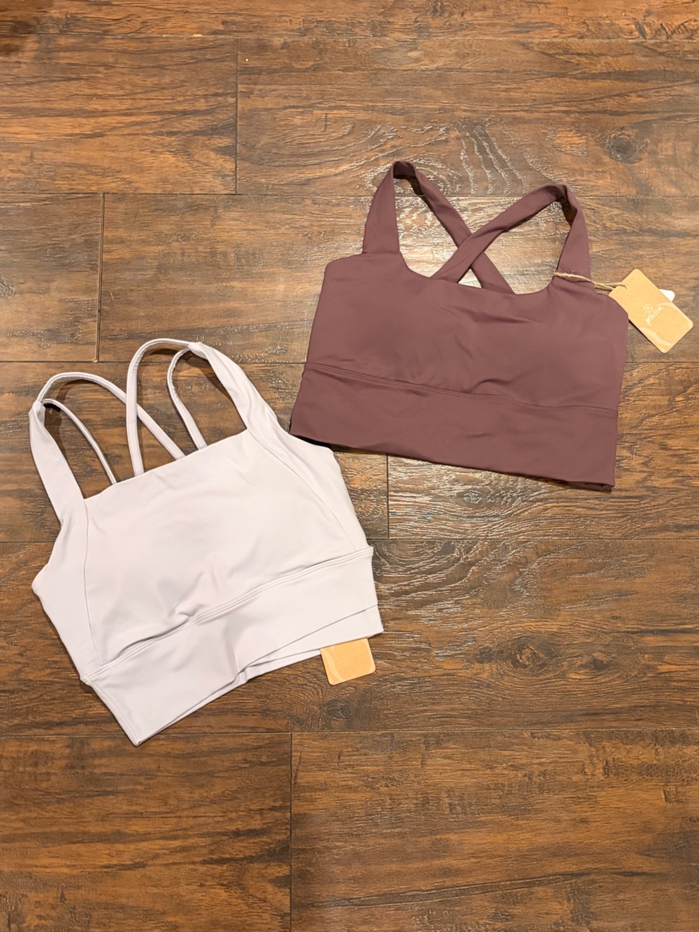 Set of 2 Strappy Sports Bras - Light Lilac & Mauve